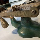 Vtg Cast Iron Mechanical Balance Scale Green Gold Double Pan Kitchen Farm Decor