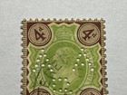 Great Britain Gb 1902 Stamp Scott  133 Perfins 4d Green Brown Used Edward Vii