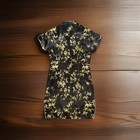 Lp Black Gold Floral Bamboo Cheongsam Dress Size M Polyester Cotton