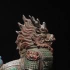 Rare Chinese Bronze Qilin Statue  Painted Gilt Kirin Beast Figurine  Asian Art