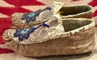 Vintage Native American Hand Beaded Cree Moccasins  Brain Tanned Deer  Ooak