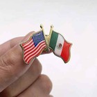 American Usa Mexico Friendship Flag Pin  Metal Patriotic Lapel