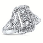 Three-stone Art Deco Style 925 Sterling Silver Cubic Zirconia Filigree Ring 699x