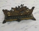 Bradley   Hubbard B h Brass Stag Deer Hunting Hounds Inkwell Vtg
