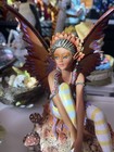 Amy Brown Fairy Figurine  Sitting On Mushroom Base  Striped Leggings 