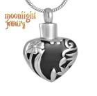 New Heart Flowers Cremation Urn Keepsake Ash Silver Memorial Necklace