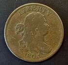 Early Date Large Copper Coin  1804 1 2c Draped Bust Cent Crosslet 4  Stems Fine