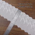 3 5  Wide White Cotton Eyelet Trim - Vintage Floral Embroidered