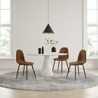Dining Threshold Chair Set Of 4 Metal Wood Back Faux Leather Mid-century Modern