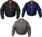 Kids Bomber Ma-1 Flight Jacket Military Army Coat Reversible With Orange Lining