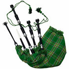 Full Black Irish National Highland Bagpipe Silver Mounts With Bag   Tutor Book