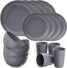 16 Piece Plates And Bowl Set For 4  Dinnerware Dish Set For Kitchen
