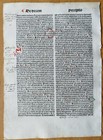 Decorative Rubricated Incunable Leaf T  Aquinas Opuscula Venice  c  - 1490