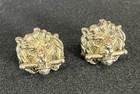 Vintage Rare Genuine Shields Gold Toned Lion Head Large Cufflinks Heavy