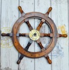 24 inch Vintage Wooden Steering Wall Wood Brass Boat Wheel Nautical Ship For New