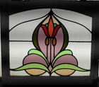 Beautiful Floral Midsize Old English Leaded Stained Glass Window 24 x 21 
