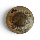 Vintage Floral Metal Lidded Storage Tin Box Small Square Beige Brown 1900-1949
