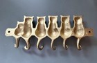 Vintage Cast Metal Gold Tone 6 Hook Cat Key Holder Wall Mount 8 Inch