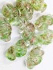 Vintage Antique Clear Gold Foil   Green Glass Beads 9pc Lot Bbb-17