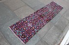 Vintage Fragment Hand Made Traditional Oriental Wool Blue Runner 210x55cm