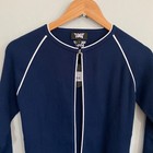 Pxg Piped Cardigan Women Size Small Navy Blue Ribbed Parsons Xtreme Golf New