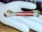 Antique David Andersen Norway Sterling Silver Red Enamel Sugar Tongs