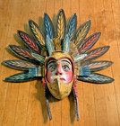 Vtg Ixcateopan Cuauhtemoc Dance Mask  Hand Carved Mexican  24x24 