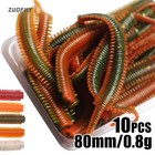 10pcs 80mm Soft Sandworm Fishing Lures Tpr Red Earthworm Bait Sea Fishing
