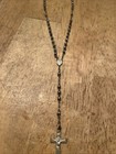 Vintage Italian Rosary Black Beaded Necklace With Crucifix Cross