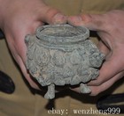 4 6 old China Ancient Dynasty Bronze Fengshui Beast Incense Burner Censer Statue