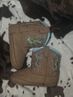 Brown Western  Embroidered And  Rainbow Crystal Blinged Out Bootie Shoes 
