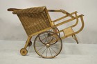 Antique Victorian Wicker   Metal Baby Carriage Pull Behind Stroller Dog Carrier