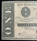 1864  1 Csa  One Dollar Confederate States Of America T-71 Obsolete Currency