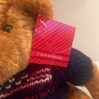 Fao Schwarz 12  Brown Jointed Teddy Bear With Blue Flag Sweater