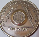 Alcoholics Anonymous 44 Year Aa Back Bronze Medallion Chip Coin Token Sobriety