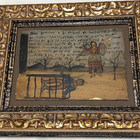 Mexican Folk Art Retablo Oil On Tin Antique Custom Italian Giltwood Frame  set 