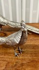 Two Vintage Mid Century Italian Silver Plated Pheasant Birds Male   Female 15 