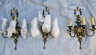 Original Sterling Bronze Co Ny Gilt Accent Sconce Very Rare Set Of Three Antique