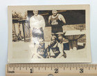 Small Snapshot Vintage Photo Young Men Lifeguards Poolside Beanie Gay Interest