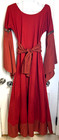 Red Medieval Dress Reenactment Viking Long Gown Renaissance Costume Women M