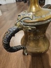 Antique Middle Eastern Arabian Brass Dallah Coffee Pot With Cup 2pc Set 1800s