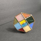 Vintage Leaded Stained Glass Handmade Triangular Kaleidoscope Single Wheeled