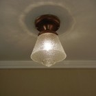 Vintage 1930s Art   Crafts Mission Tudor Copper Glass Porch Patio Light Fixture