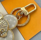 Cute Flower Doll Keychain Bag Charm Gold Tone With Sparkling Crystals