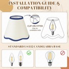 6 Pcs Dark Blue Edge Fabric Scalloped Petal Chandelier Lamp Shade 2 9x5 9x5 1