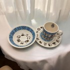 Wedgwood England Alphabet Plate Mug Bowl Blue Martha Stewart 3 Pc Abc Set