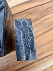 4 Vintage Wood Backed Metal Letterpress Print Block Stamps Teller Man Statue K
