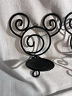 2 Disney Mickey Mouse Black Wrought Iron Wall Sconces Candle Holders Decor Rare
