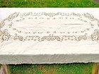 Tablecloth 60 X 92      12 Napkins 16    Cutwork Linen Ornate Vintage Ecru