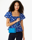 Nwb Kate Spade Dual Zip Around Crossbody Blue Leather Purse Kg036 Gift Bag Fs